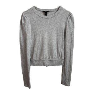 Forever 21 Cropped Sweatshirt Pleated Shoulder Gray Size S